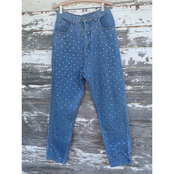 Vintage 1980s MOM Jeans Front Full Rhinestone Front - Picture 14 of 16